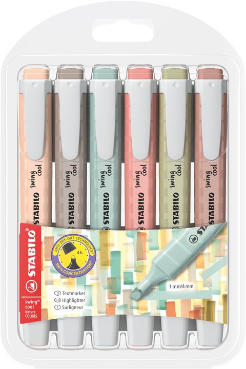 Image du produit STABILO Textmarker (Boue verte, Sienne, Beige, Vert terre, Terre d'ombre, gris chaud, 4 mm, 6 x)