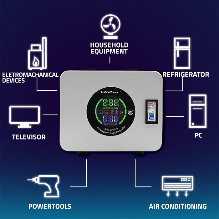 Image du produit Qoltec 50726 Stabilisateur automatique de tension (4000 W)