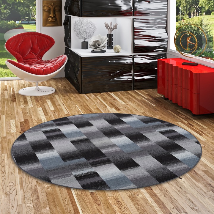 Actual product image Snapstyle Designer Velour Carpet Mystic Karo (Ø 160 cm)