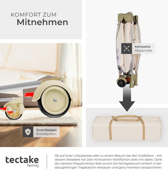 Produktbild tectake Kinderreisebett Hund mit Wickelauflage und Transporttasche (60 x 120 cm)