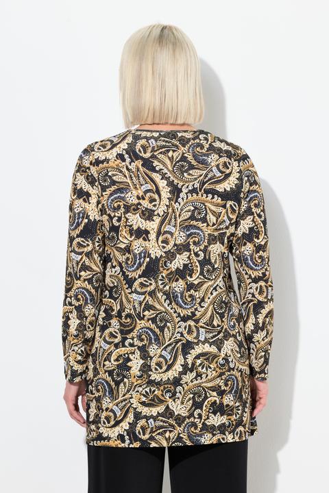 Immagine prodotto Ulla Popken Maglia dal taglio lungo e svasato con Paisley, scollo a V e maniche lunghe (50, 52)