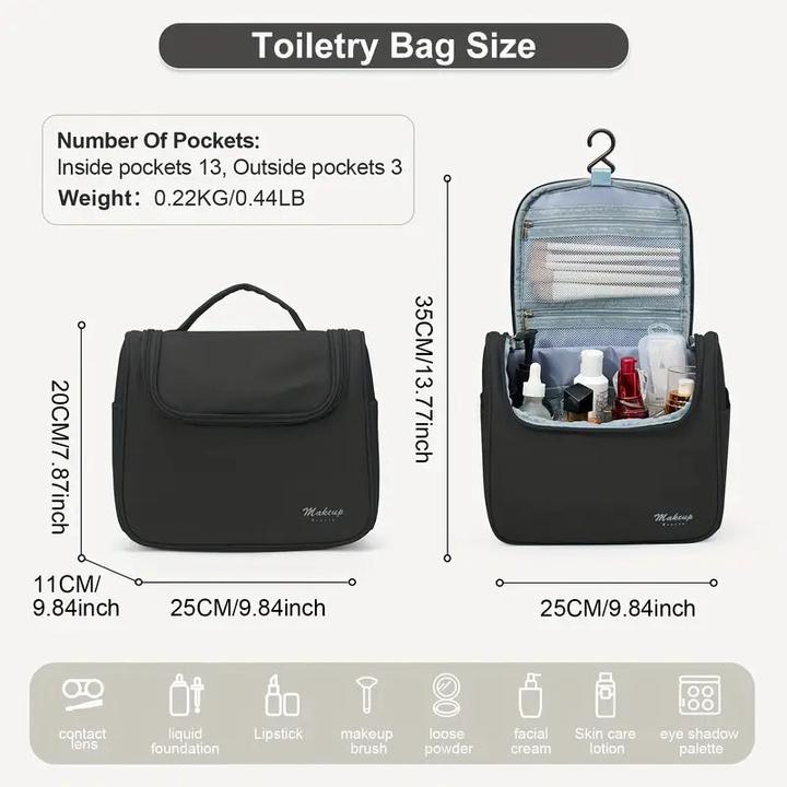 Actual product image Only-Bags.Store Casual Style grosse Kapazität Kosmetikkoffer, Nylon Kulturtasche mit mehreren Taschen, langlebig (9.80 l)