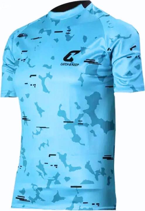 Catch & Keep Trikot Blue Camou Torwarttrikot Gr. L Kurzarm Fussball Shirt
