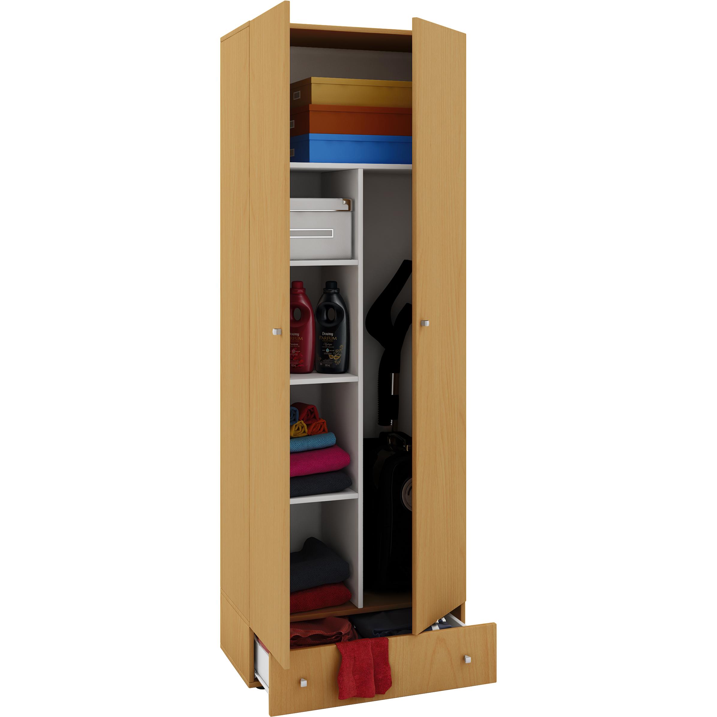 VCM, Kleiderschrank, Holz Besen Putzschrank Serie Vandol mit Drehtüren (70 x 40 cm)