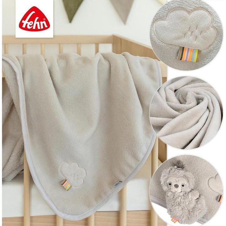 Actual product image Fehn Geschenkset Kuscheldecke Faultier, Material: Polyester (25 x 25 cm)
