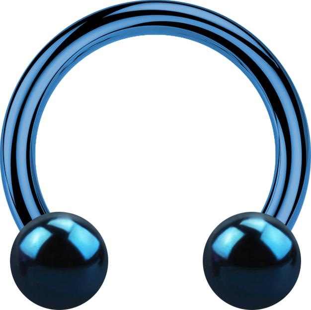 Actual product image Star Piercing Circular barbell dark blue with two balls (without brass, Surgical steel 316L)