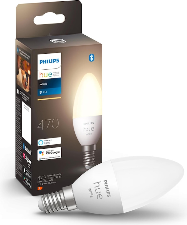 Productafbeelding Philips Hue Hue Wit BT (E14, 5.50 W, 470 lm, 1 x, F)