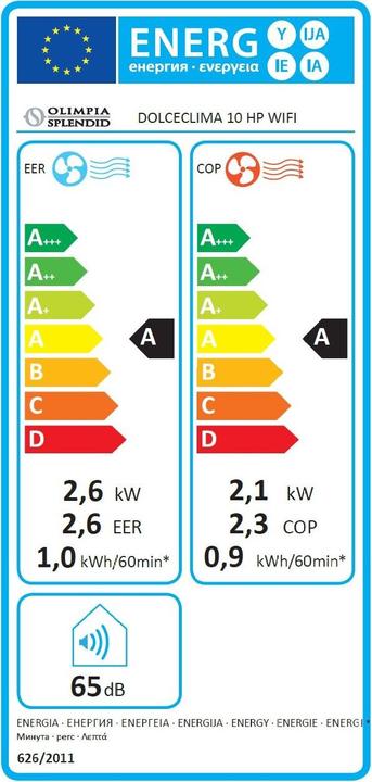 Energy Label Olimpia Splendid Dolceclima 10 HP (35 m², 8871.57 BTU/h)