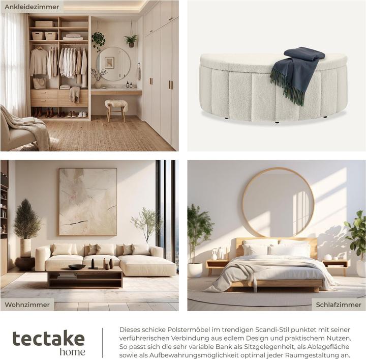 Actual product image tectake Moon upholstered bench with ample storage space, weight capacity 150 kg (108 cm)