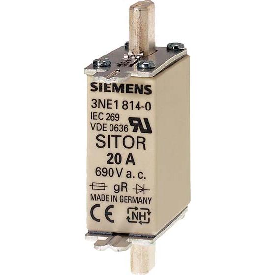 3x Siemens, Sicherung, SITOR Sicherung 3NE1 690V 20A Grösse 000 (NH-DIN Sicherung, 20 A)