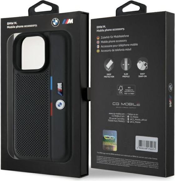 Produktbild BMW BMHCP16X23PUPVK iPhone 16 Pro Max 6.9" czarny/black hardcase M Perforated Tricolor Detail Line (Apple iPhone 16 Pro Max)