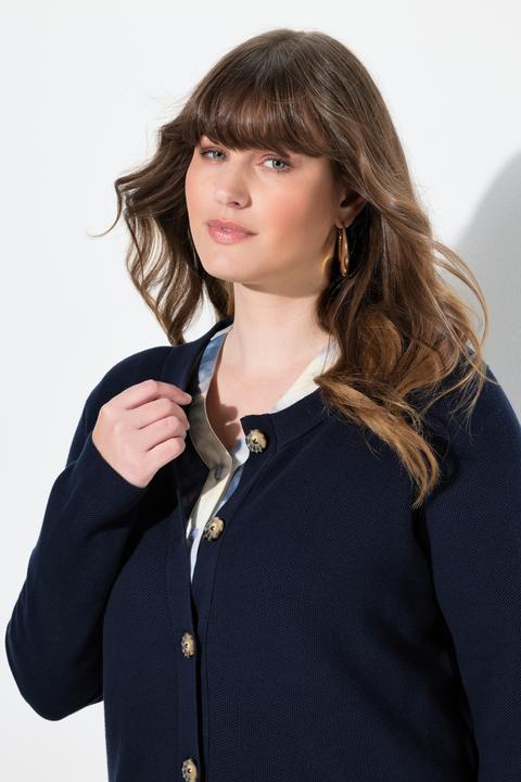 Produktbild Ulla Popken Strickjacke, Waffelstruktur, Stehkragen (46, 48)