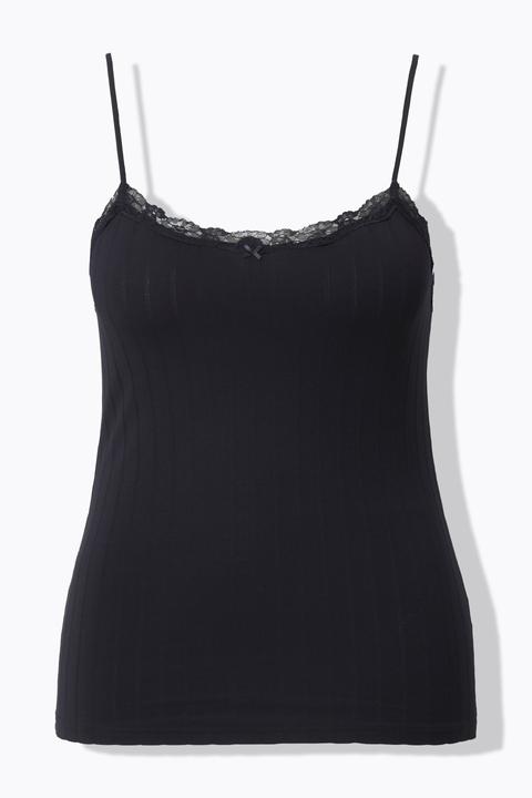 Actual product image Ulla Popken Openwork Stripe Spaghetti Strap Camisole (60)