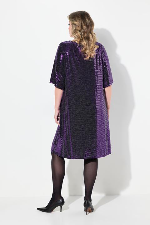 Produktbild Miamoda Damen grosse Grössen Kleid, A-Linie, Pailletten-Optik, 3/4-Ärmel violett 52 836334832-52 (52)
