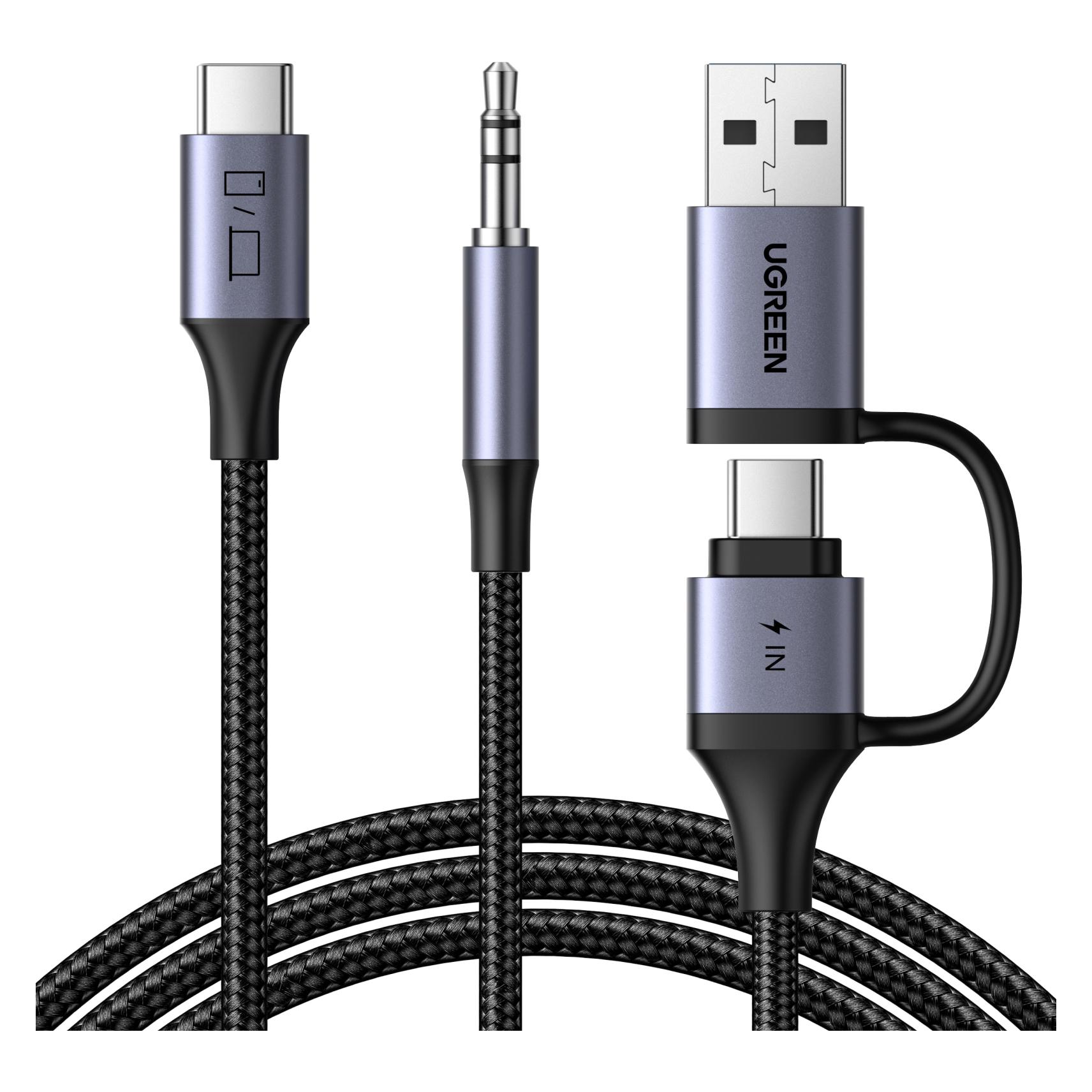 Ugreen Usb-C To 3.5mm Audio Adapter And Charger Cable, 1.5m, Audio-adapters, Zwart