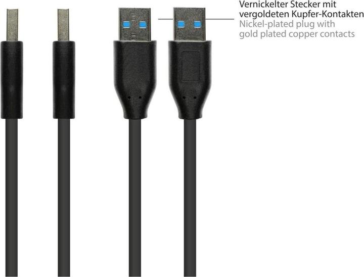 Actual product image Varia SO-38089 - Connection cable USB 3.2 Gen.2 (10GBits 3A), A to A, CU, black, 0.5m (0.50 m, USB 3.2 Gen 2)