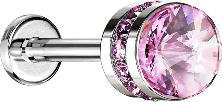 Produktbild Hollywood Body Jewelry Micro Labret Innengewinde silber Kristallzylinder pink (ohne Messing, Titan)