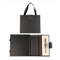 Cresco, Quaderno + Bloc notes, Eleganter Premium-Stift in Graphit-Gold + Notizbuch
