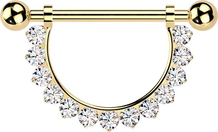 Actual product image Star Piercing Barbell Innengewinde vergoldet mit zwei Kugeln Anhänger Kristalle silber (without brass, Titanium)