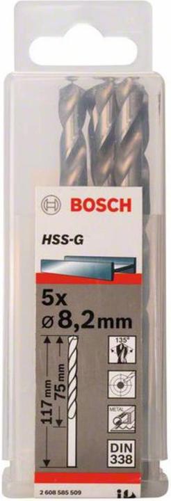 Produktbild Bosch Professional Zubehör PRO Metal HSS-G Spiralbohrer, 8,2 x 75 x 117 mm (8.2 mm)