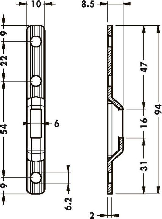 Produktbild Camar 821/12 Aufhängeplatte Trägerplatte Zubehör für Wandmontage Stahl verzinkt (1 Stk.)