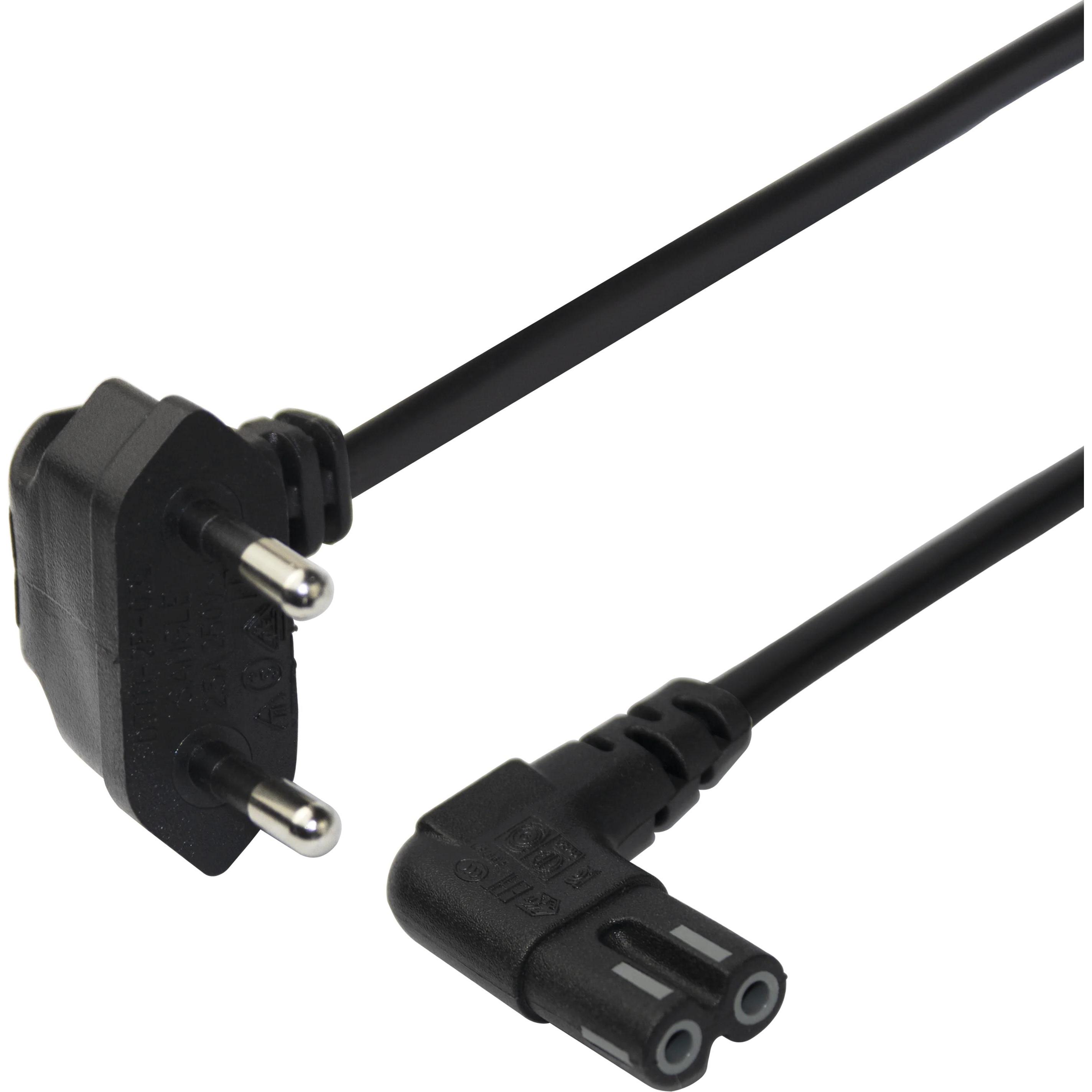 Thumbnail - Deltaco Power cable CEE 7/16 - C7, angled, 1.5m - Black (1.50 m), Stromkabel