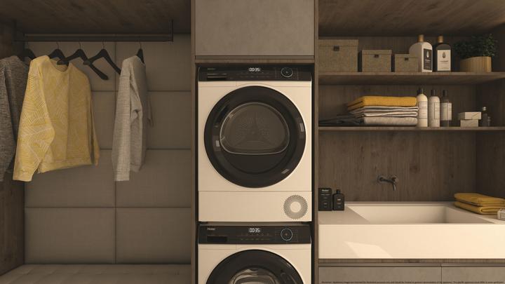 Produktbild Haier HD90-A3939E-EN Freistehender Wäschetrockner Frontlader 9 kg A++ Weiss (9 kg, Rechts)