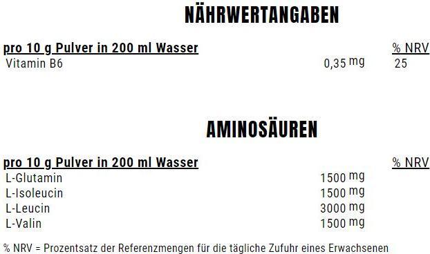 Nährwerte und Zutaten Weider Premium BCAA Powder (1 Stück, Pulver, 500 g)