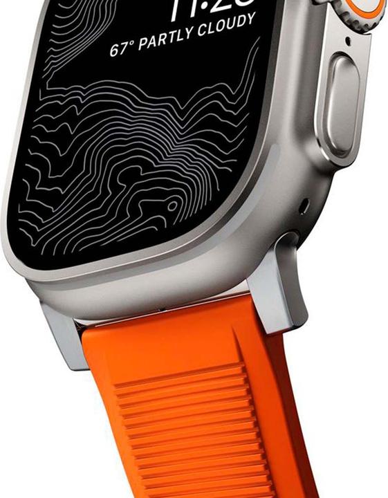Immagine prodotto Nomad Cinturino rugged -ranneke, Apple Watch 49 / 45 / 44 /, oranssi / hopea (45 mm, 44 mm, 42 mm, 49 mm, Pneumatico)
