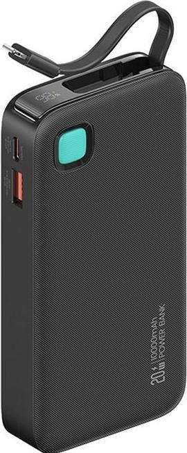 Produktbild Usams Powerbank ze zwijanym kablem USB-C Retractable 10000 mAh PD 20W Fast Charge XY Series czarny/b (10000 mAh, 50 W, 37 Wh)