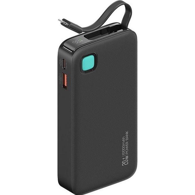 Usams Powerbank ze zwijanym kablem USB-C Retractable 10000 mAh PD 20W Fast Charge XY Series czarny/b (10000 mAh, 50 W, 5...