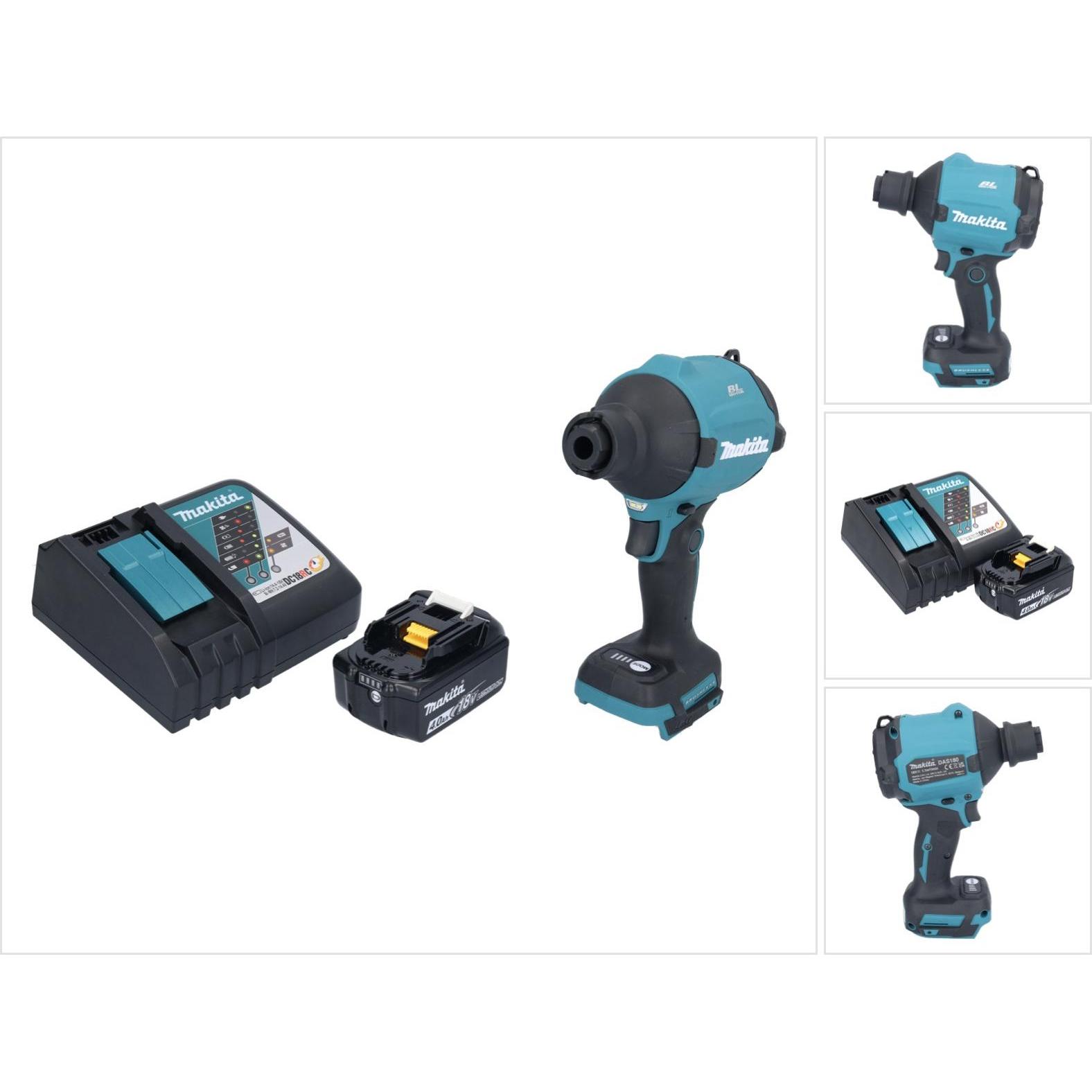 Makita, Laubsauger + Laubbläser, DAS 180 RM1 Akku GeblÃ¤se 18 V Brushless + 1x Akku 4,0 Ah + LadegerÃ¤t (Akkubetrieb, La...