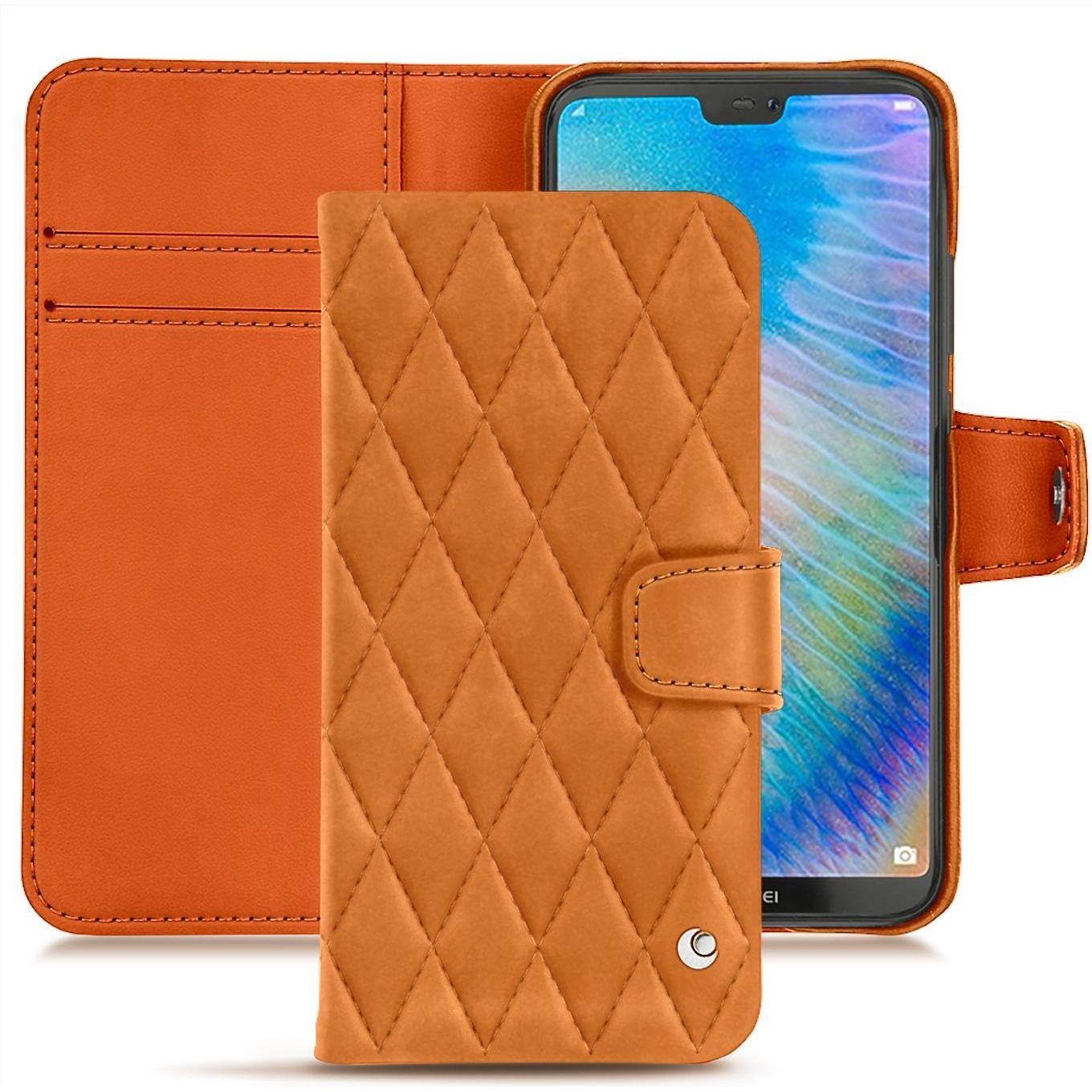 Noreve Lederschutzhülle Wallet (Huawei P20 Lite), Smartphone Hülle, Orange