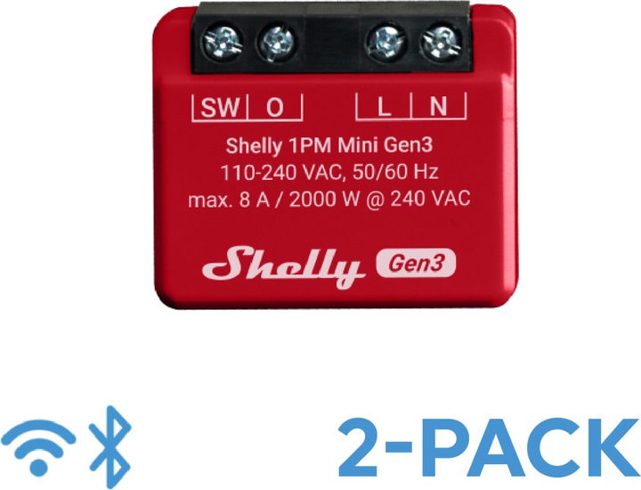 Produktbild Shelly 1PM Mini Gen3 x2 (Schaltaktor)