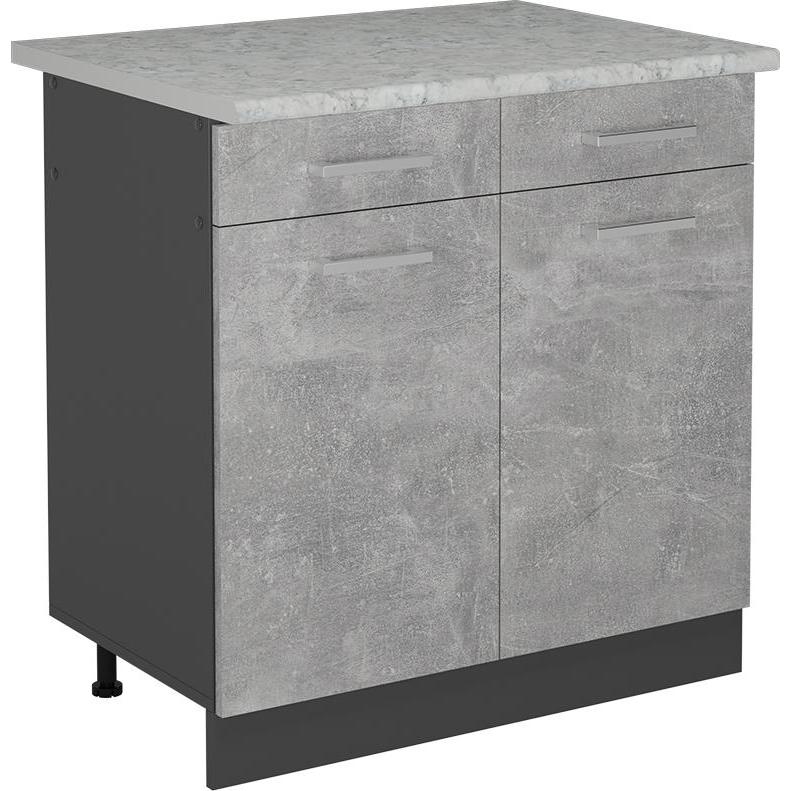 Vicco, Regal, Küchenunterschrank R-Line, Beton/Anthrazit, 80 cm AP Marmor
