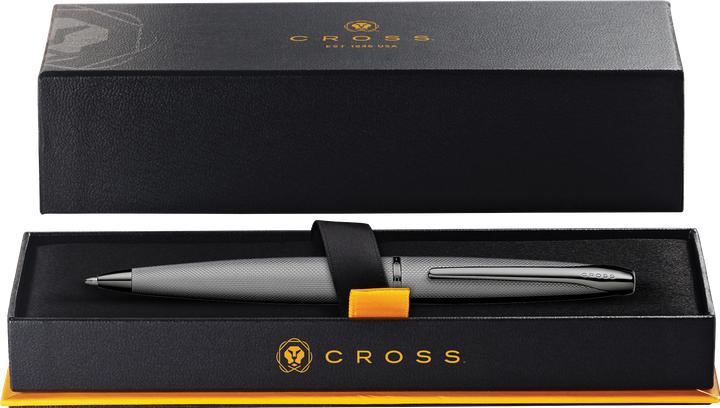 Productafbeelding Cross Twist action biros ATX titanium grijs diamantpatroon geschenkverpakking (Titaangrijs, 1x)