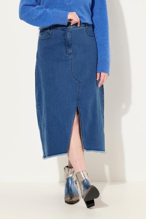 Immagine prodotto Ulla Popken Gonna di jeans dal taglio svasato con spacchetto e orlo sfrangiato (46)