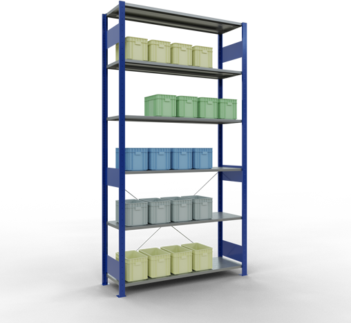 Produktbild Schulte Lagertechnik Stecksystem Grundregal MULTIplus150 mit Kreuzstrebe