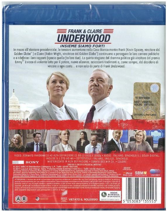 Immagine prodotto House Of Cards - Stagione 5 (Blu-ray, 2017, Spagnolo, Italiano, Inglese)