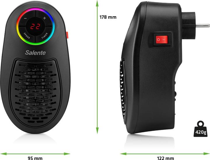 Produktbild Evolveo Salente HotHeat, Heizlüfter, 500 W, schwarz (500 W)