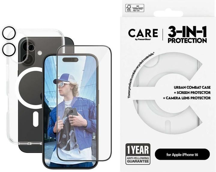 Productafbeelding PanzerGlass CARE vlaggenschip 3-in-1 bundel iPhone '24 6.1" (1 Pcs., Apple iPhone 16)