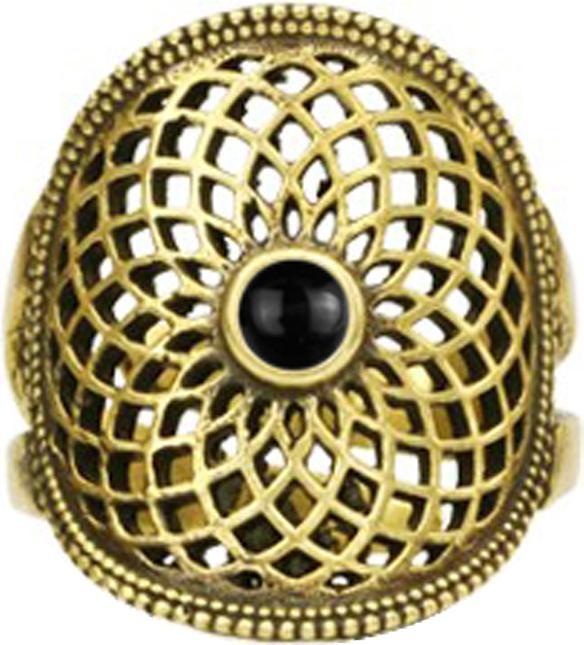 Star Piercing Ring vergoldet Blume des Lebens mit Onyx Stein (57)