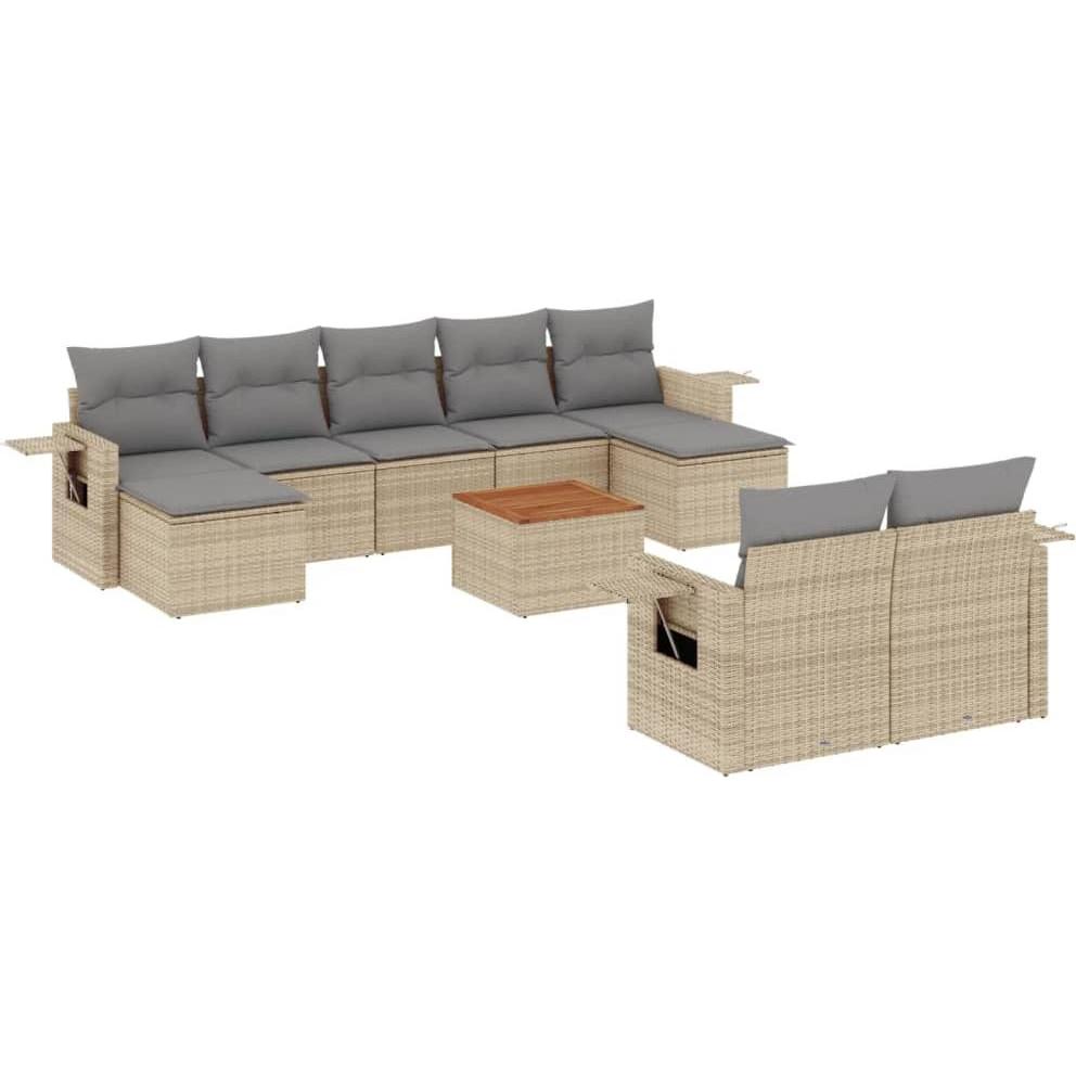 VidaXL, Gartenlounge, 10-tlg. Garten-Lounge-Set mit Kissen