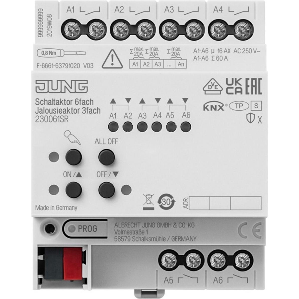 JUNG, Aktor, 230061SR KNX 6f. KNX Jalousie Schaltaktor (Schaltaktor)