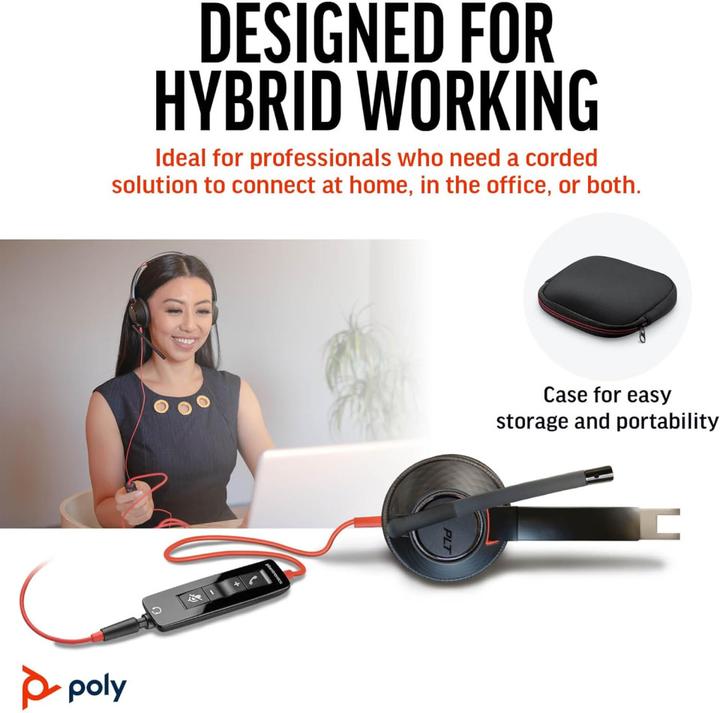 Produktbild HP Poly Blackwire 5220 + 3.5mm Plug + USB-C/A Adapter (Kabelgebunden, USB-C)