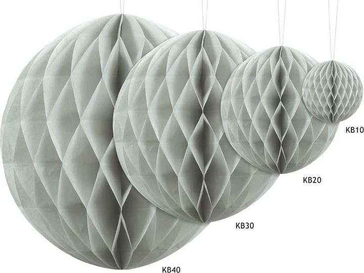 Actual product image Partydeco Honeycomb ball, light grey, 30cm (1 pkt / 1 pc.) (1 pcs.)