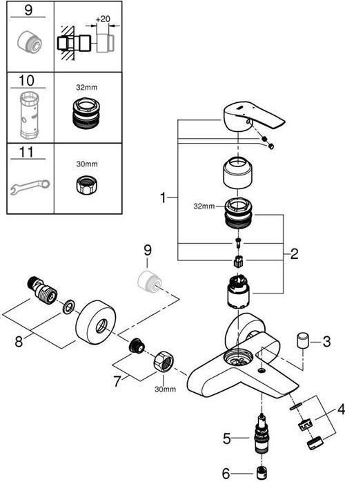 Immagine prodotto Grohe Miscelatore monocomando per vasca EUROSMART 1/2" chr