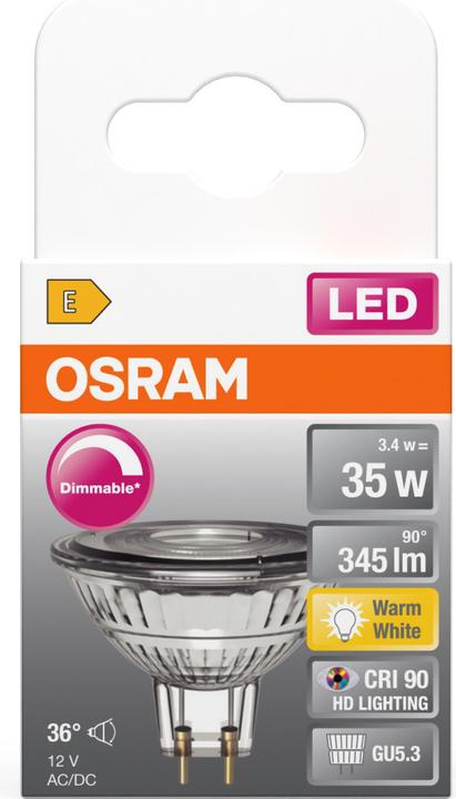 Actual product image Osram LED Leuchtmittel LED SUPERSTAR MR16 12 V 3.4W 927 GU5.3 Dimmbar Warm weiss 4099854457012 (GU5.3, 345 lm, 1x)
