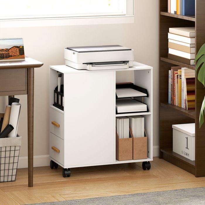 Actual product image Swisshandel24 Druckertisch, verstellbar, Rollen für Fax Scanner, 60x30x65cm, Weiss (60 x 30 x 65 cm)