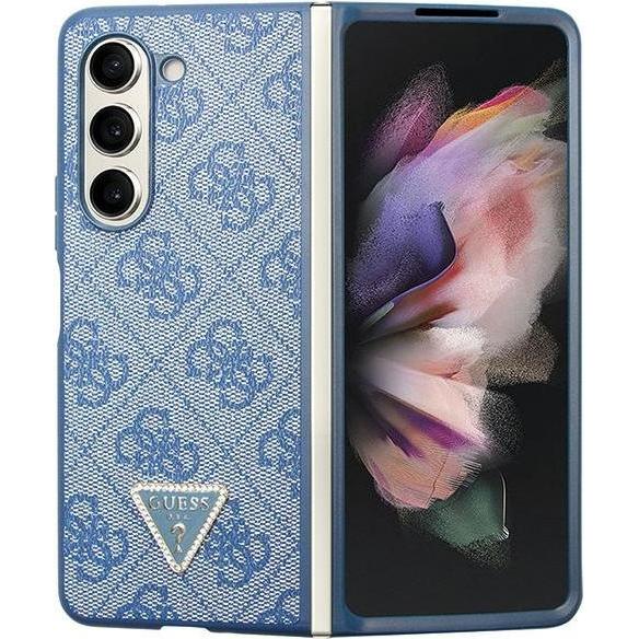 Guess Custodia Triangolo 4G Logo in metallo per F946B Samsung Galaxy Z Fold5 - blu (Samsung Galaxy Z Fold5), Cover smartphone, Blu